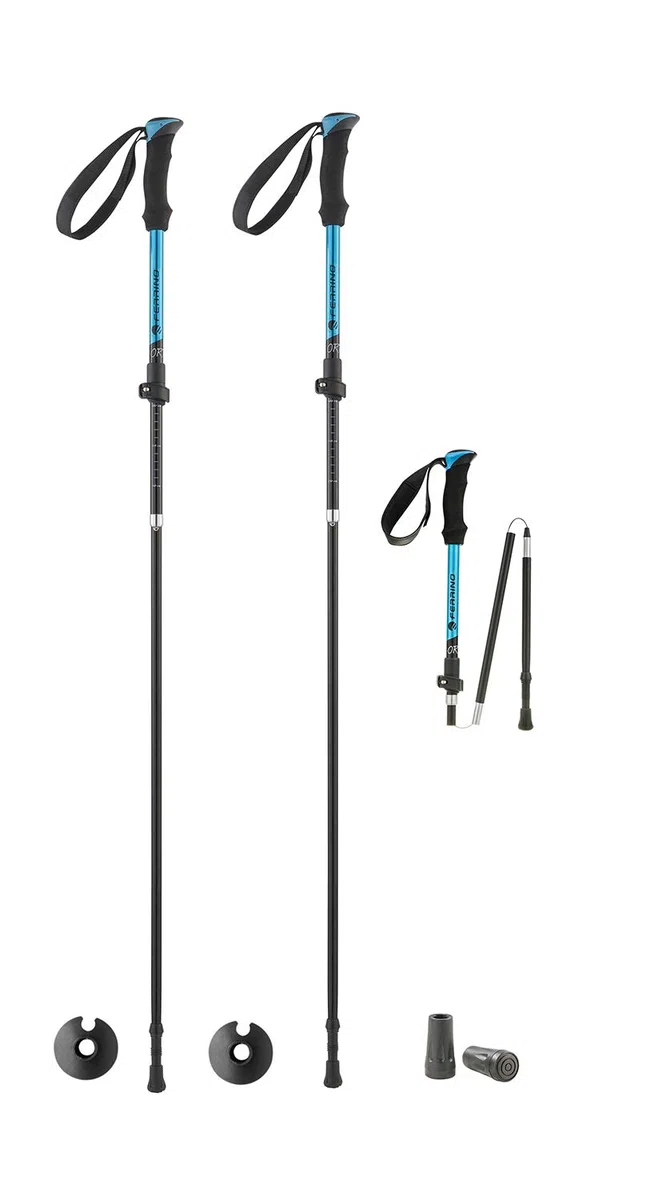 Ferrino Ortles, Bastoncini da Trekking Unisex Adulto, Azzurro, 115-135 cm-Piegato 40 cm