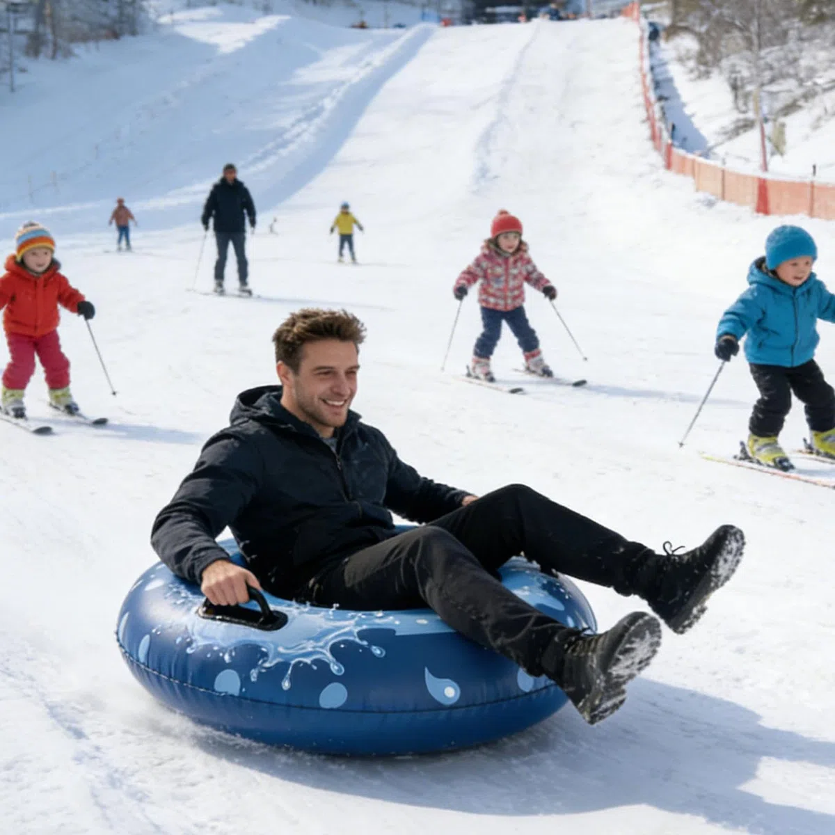 Tubo Gonfiabile Da Neve Da Slittino Giocattoli Invernali Interattivi | Tubo Da Neve Gonfiabile per Figlia, Famiglia, , Giovani, Adolescenti, Uomini e Figlio