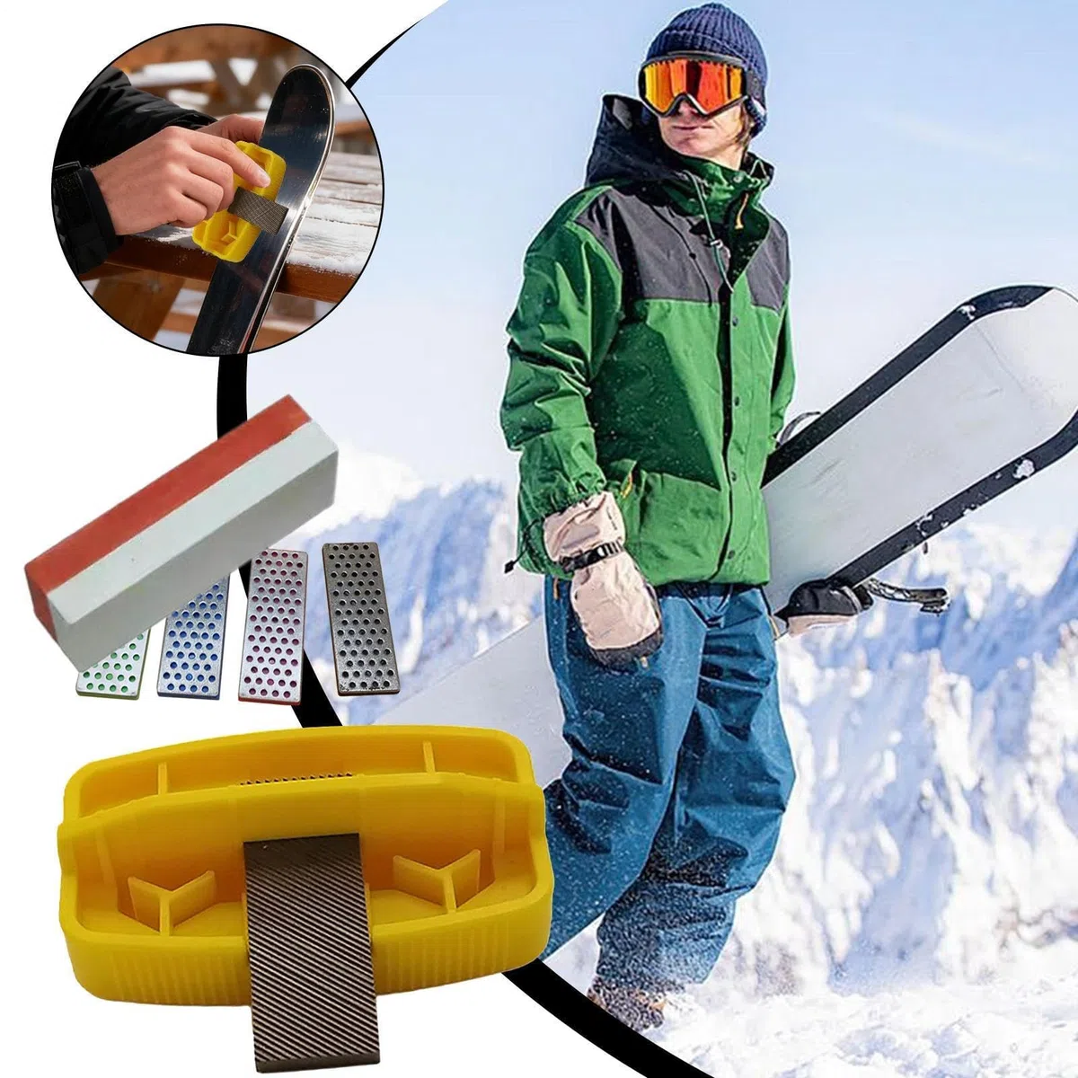 Ski Edge Tuner - Kit di tuning ergonomico antiscivolo per snowboard per sport all'aria aperta, perfetto per sci e snowboard, design adatto alle famiglie
