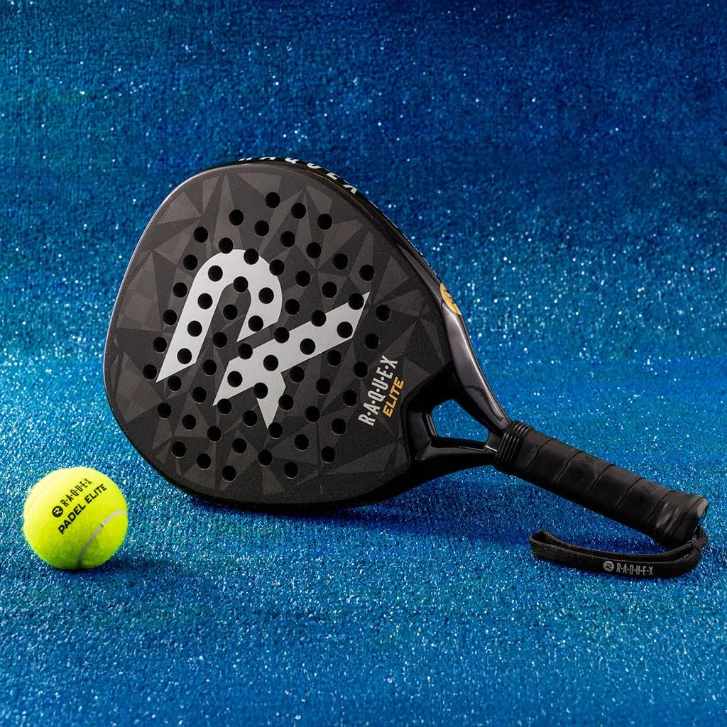 Racchetta da padel Raquex Elite - Racchetta avanzata - Telaio in carbonio 18K, nucleo reattivo in schiuma Eva 15 ImpactCore, forma a diamante, sistema twin tube per durabilità + cinturino da polso