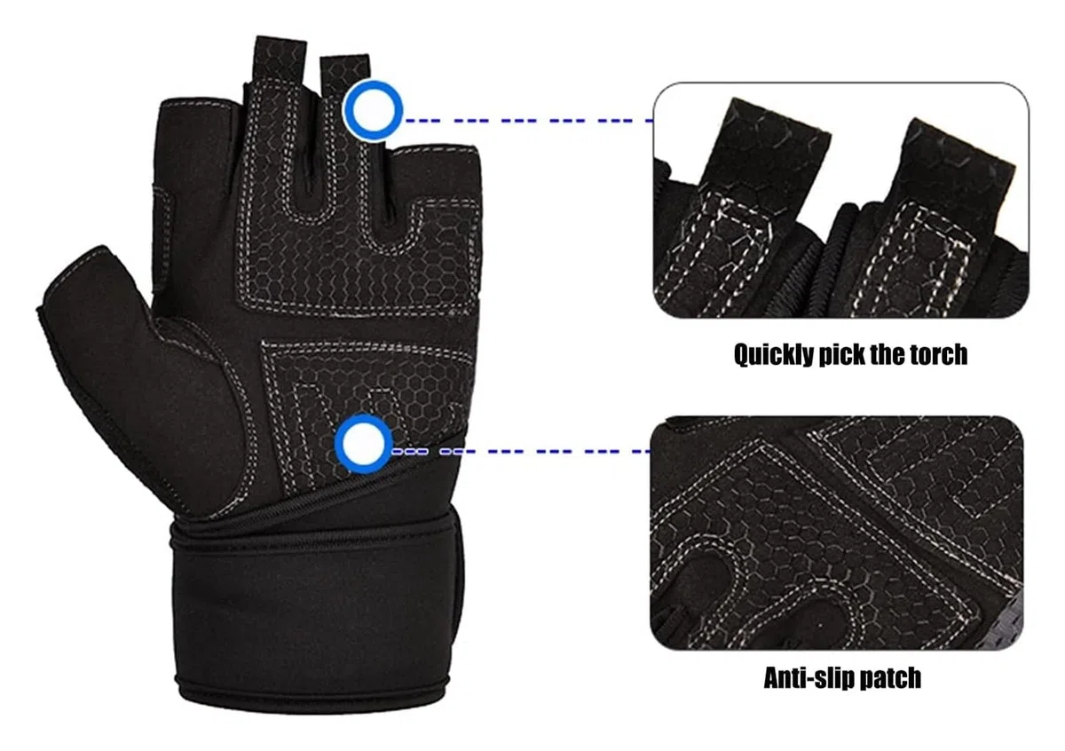Guanti da guida senza dita, guanti sportivi, guanti mezze dita, guanti for sollevamento pesi for uomini e donne, sport e fitness con supporto for il polso, allenamento in palestra, traspirante(Grey,M)