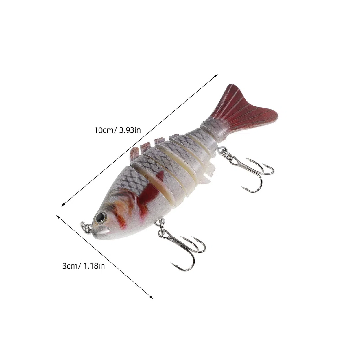 INOOMP Kit 10 Esche da Pesca Multi-snodate 10 Cm in Plastica per Acqua Dolci e Salate, Esche Artificiali Realistiche Swimbait Movimento Naturale per Pesca a Spinning e Predatori Marini
