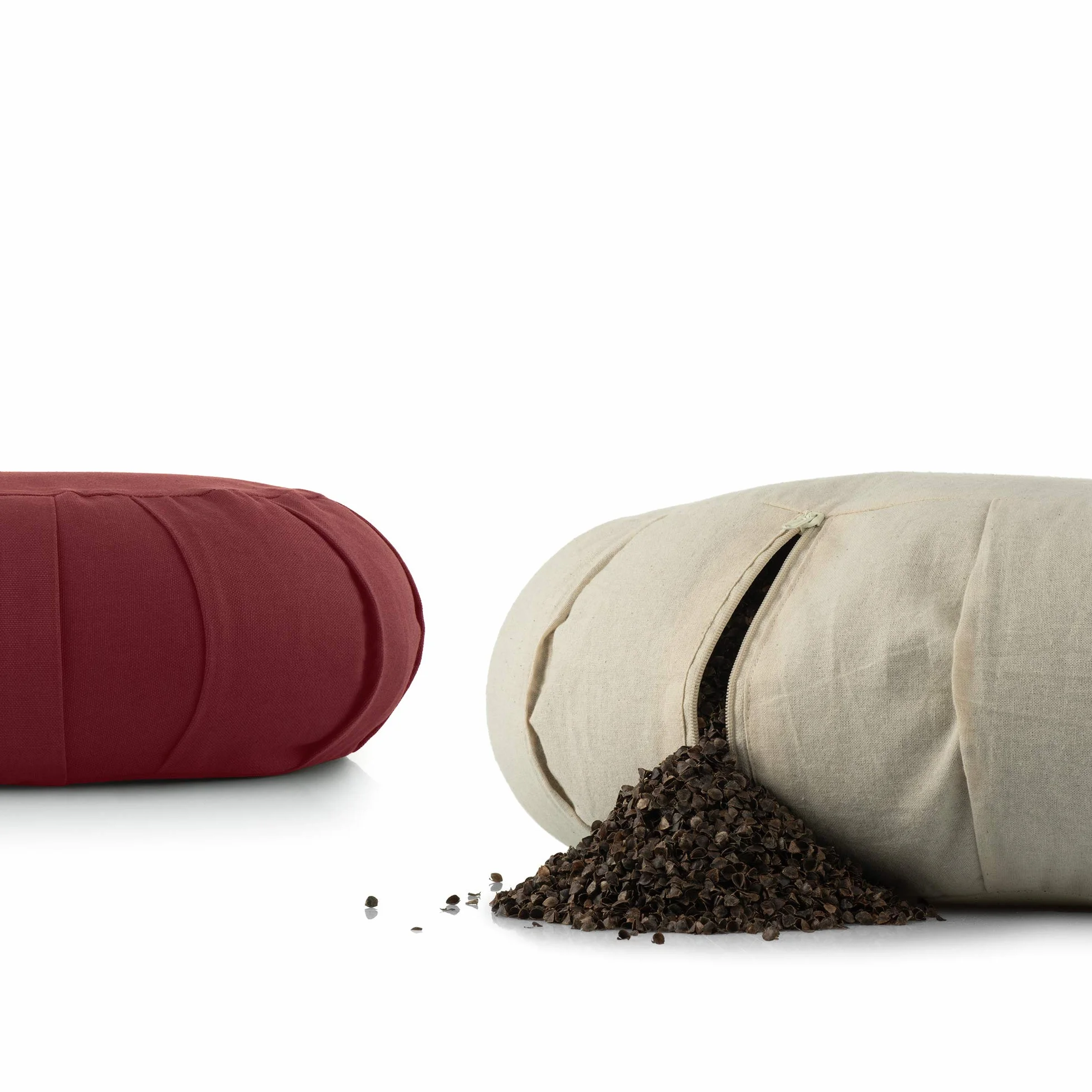 basaho CRESCENT Zafu Cuscino da Meditazione | Cotone Organico | Gusci di Grano Saraceno | Rivestimento Lavabile Rimovibile
