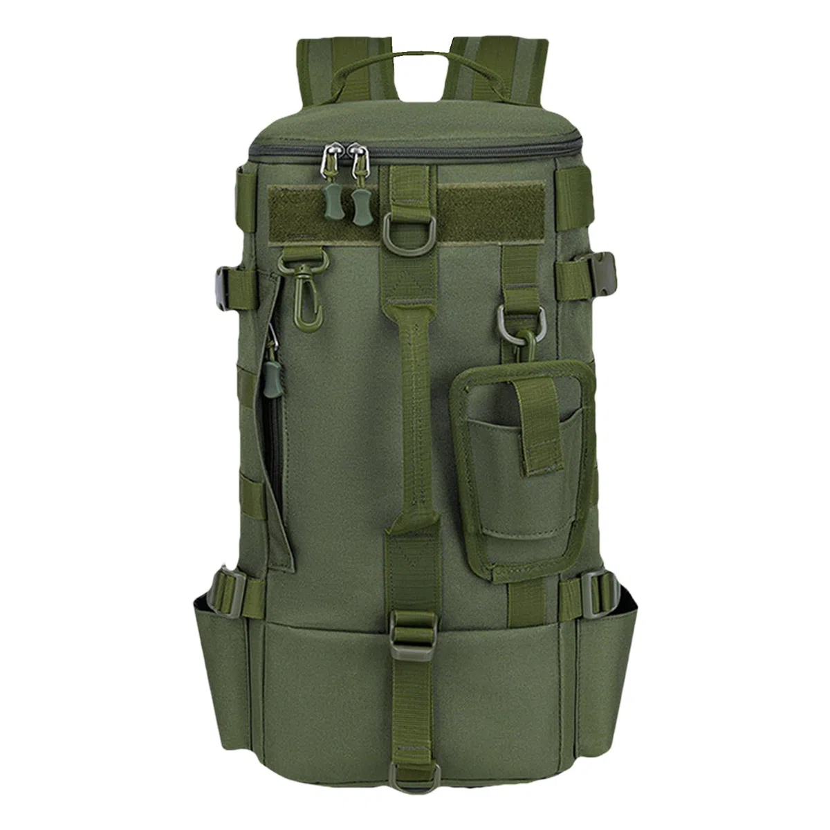 Zaino per attrezzatura da pesca, borsa portaoggetti da pesca all'aperto | con supporti per canna da pesca, borsa versatile per campeggio, escursionismo e attrezzatura da pesca, Verde militare, Siehe