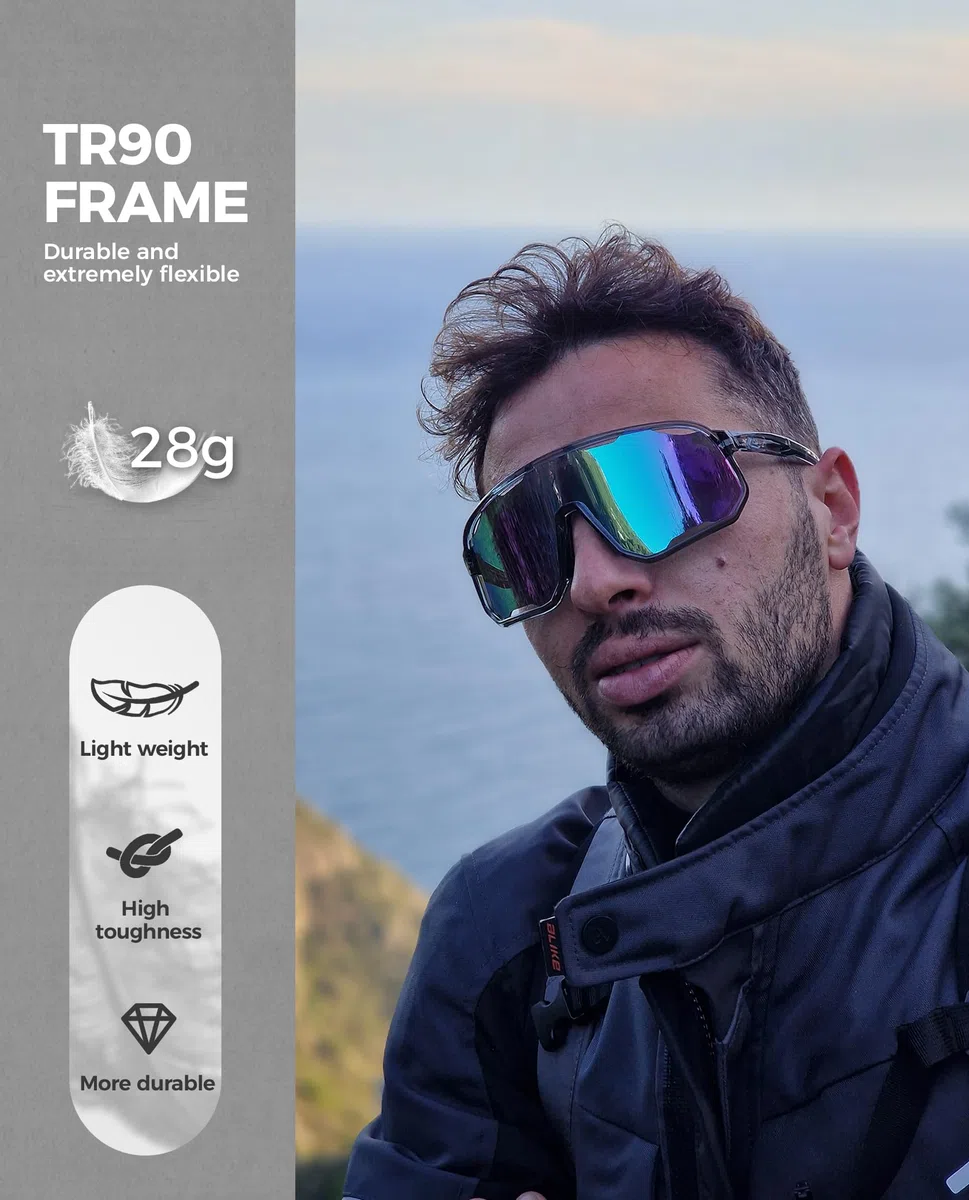 ROCKBROS Occhiali Fotocromatici da Sole Uomo Donna, Occhiali Sportivi Ciclismo con 3 o 5 Lenti Intercambiabili, Protezione UV400, Adatto per Bici MTB Corsa Pesca