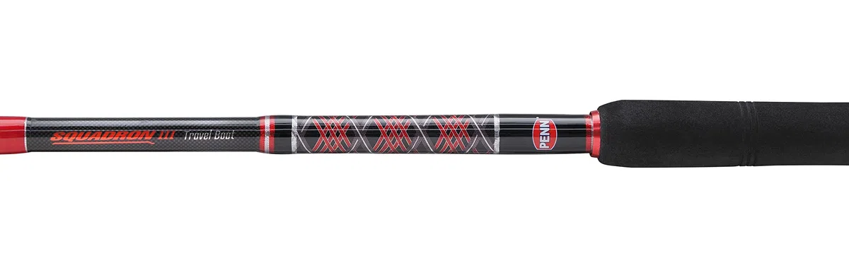 PENN Squadron III - Canna da viaggio per barca in acqua salata, ad alto modulo in carbonio 24T, componenti a prova di acqua salata, ideale per merluzzo, merluzzo, merluzzo, halibut e altro, rosso