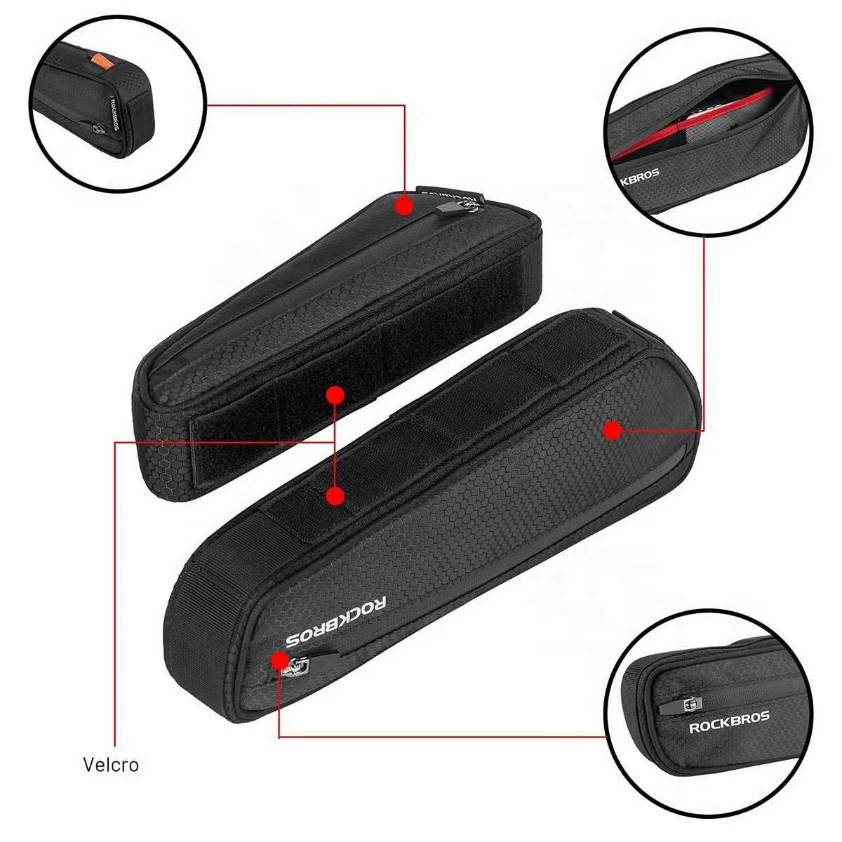 ROCKBROS Borsa Bici da Telaio, Borsa Tubo Centrale per Bicicletta MTB Impermeabile, Grande Capacità ca. 2.5L, 2 in 1 Design Divisibile Multifunzionale, Accessori Bici