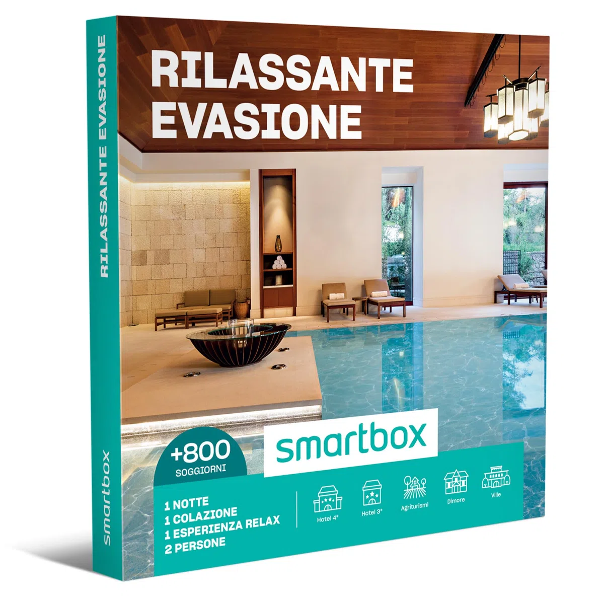 Smartbox - Cofanetto Regalo per Uomo o Donna - Rilassante evasione - Idee Regalo Originale - 1 Notte con Colazione e 1 Esperienza di Relax per 2 Persone