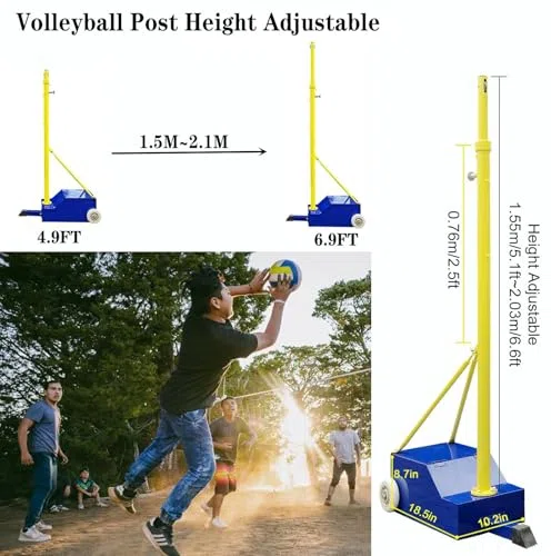 Pali da badminton con telaio a rete, pali da pallavolo/badminton per cortile, supporto resistente con 2 reti, altezza regolabile, per interni/esterni/adulti/scuola