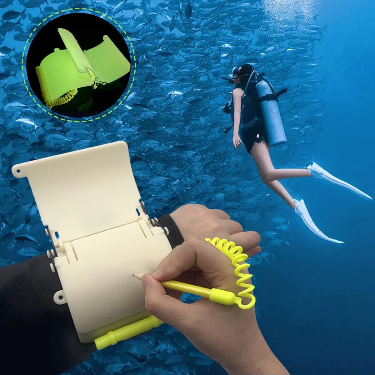 Tavoletta Scrittura per Immersioni Attrezzatura Subacquea Regolabile di | Lavagnetta Da Polso Per Immersioni Per Donne Uomini Adolescenti Adulti Subacquei Snorkelisti Apneisti Sport Acqu