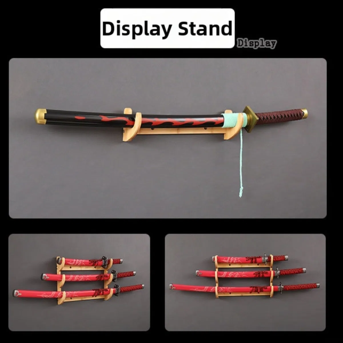 Supporto da parete in legno per canna da pesca con sospensione orizzontale, struttura curva con aperture angolate per riporre canna da pesca organizzata (4 piani)