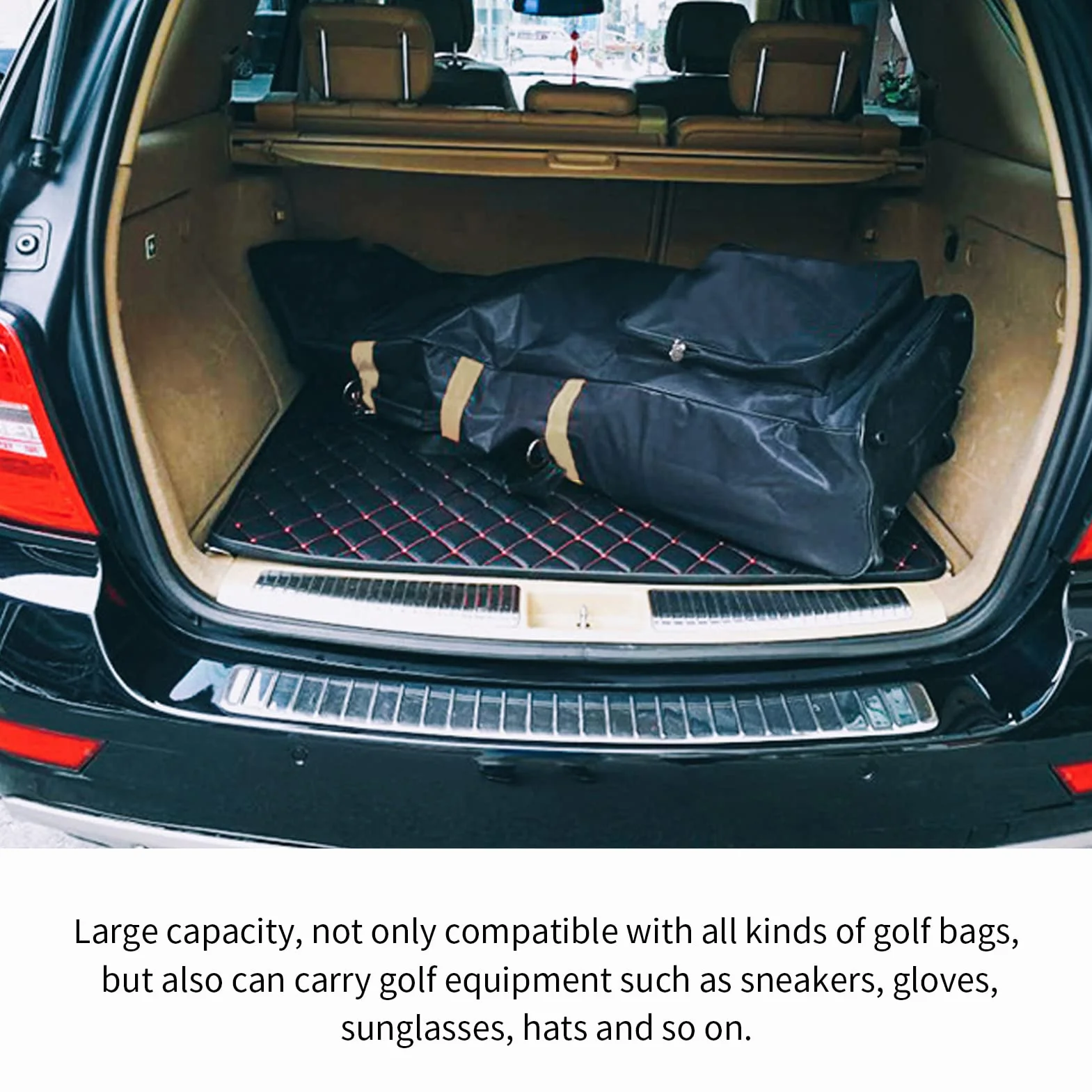 SUNGOOYUE Borsa da Viaggio da Golf, Borsa da Pieghevole per Aviazione da con Bobina Oxford 600D Custodia per Club con Ruote (Gold)