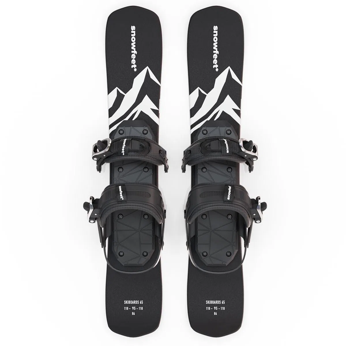Mini sci corto per neve | Snowblade Skiboards | Snowfeet | 65 cm (NERO | ATTACCHI DA SNOWBOARD)