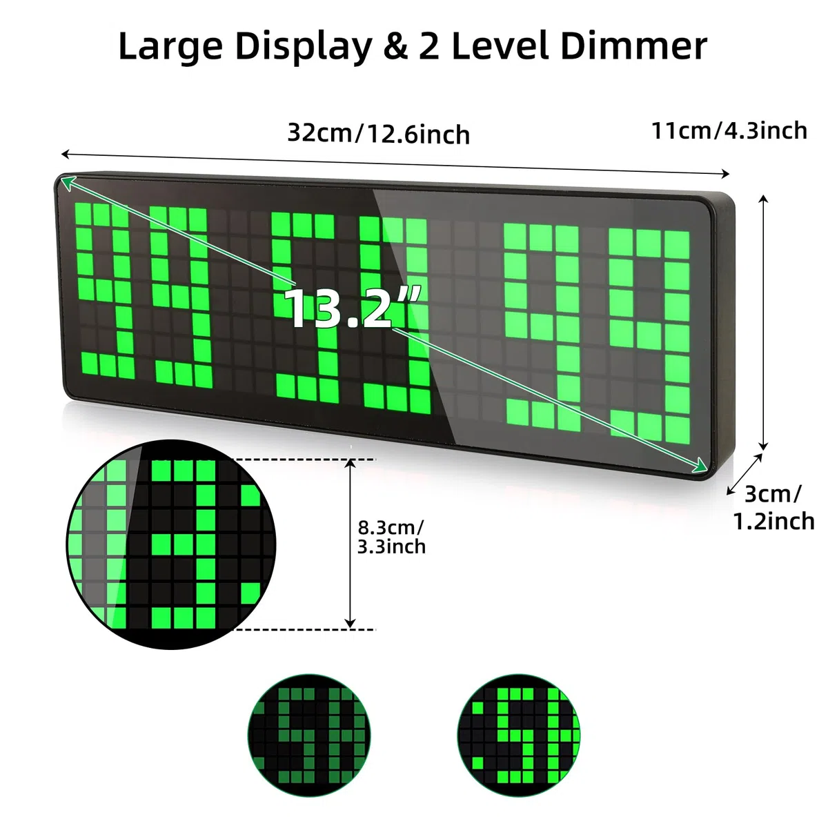 Timer da Palestra, 13.2" Grande Orologio da Parete Digitale, con CountDown/Up Cronometro, Telecomando, Luminosità Regolabile per Soggiorno, Ufficio, Cucina, Aula, Palestra
