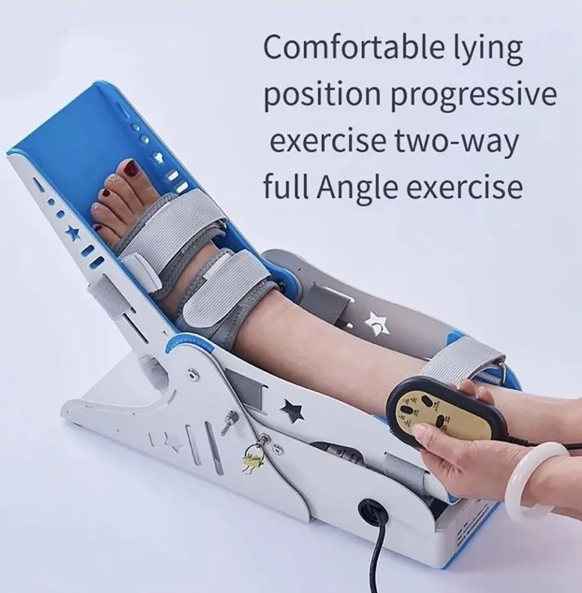 Macchina elettrica for la riabilitazione della caviglia, con telecomando, corpo in metallo, posizione seduta regolabile e risparmio di tempo, for disabili
