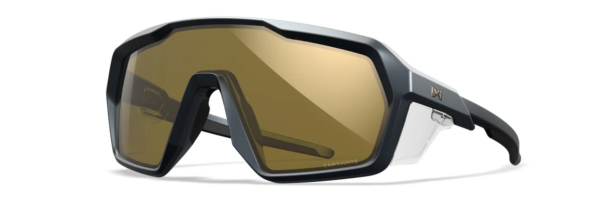 Wiley X Citadel Shield, occhiali da sole di sicurezza per uomini e donne, protezione UV per tiro, pesca e ciclismo, montatura grigio grafite opaca, lenti a specchio oro