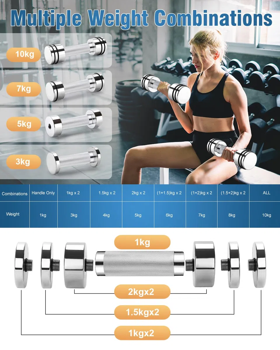 FEECCO - Set di 2 manubri regolabili per la palestra a casa