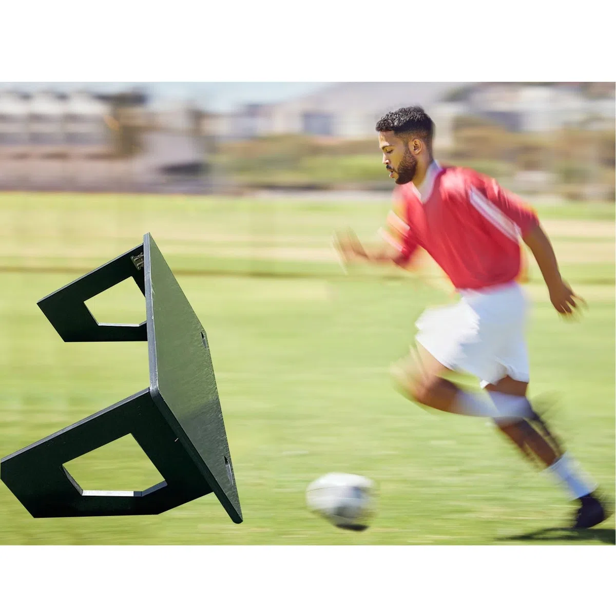 Tavola rimbalzante da calcio per allenamento di passaggio e tiro, grande parete di allenamento per calcio nera/tavola rimbalzante da calcio a doppio angolo, resistente agli urti, per uso in palestra