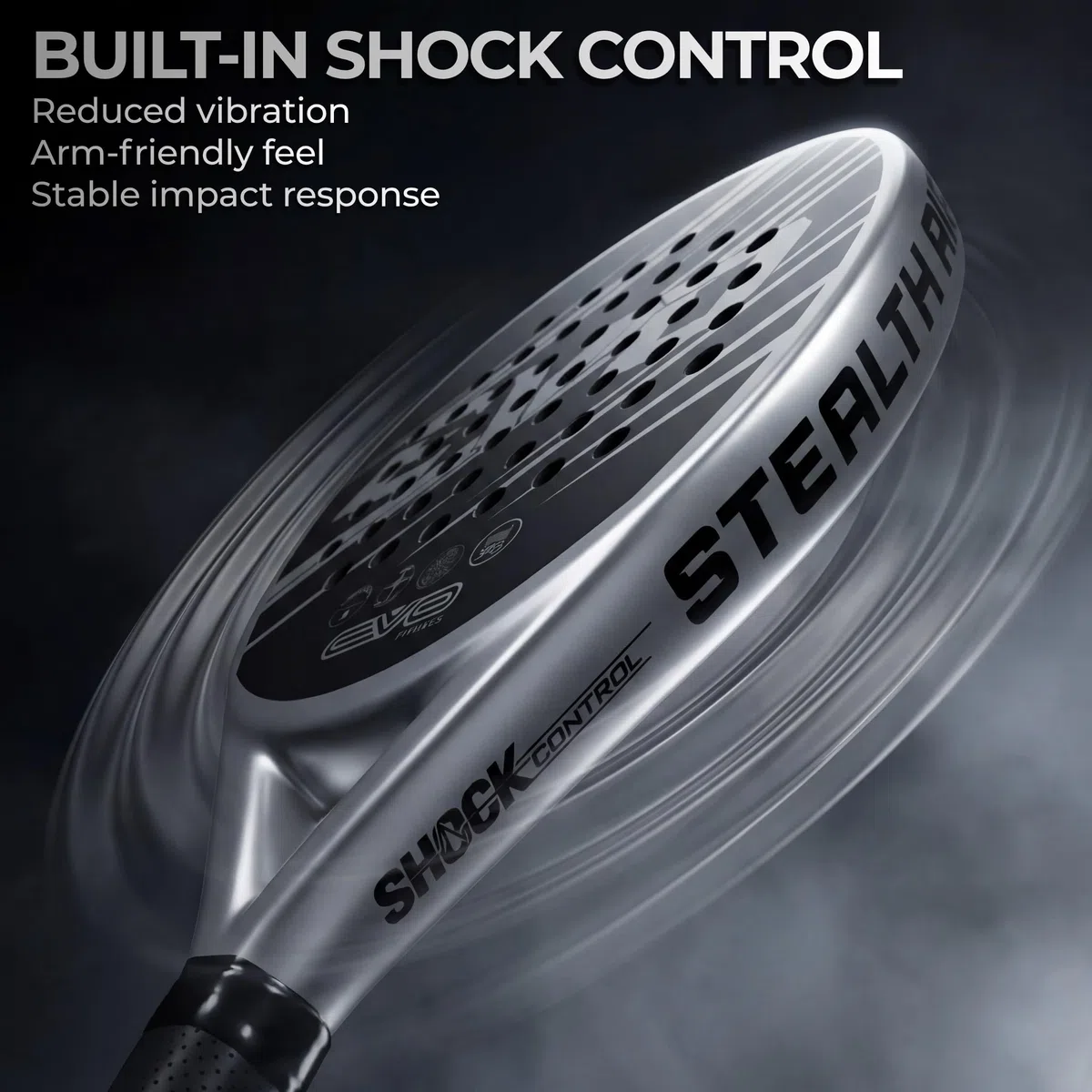 EVO Fitness Racchetta da padel – Nucleo in schiuma EVA morbida per il massimo controllo – 350 g – Racchetta da paddle leggera per adulti – Extra Large 525 cm² superficie della testa racchetta da