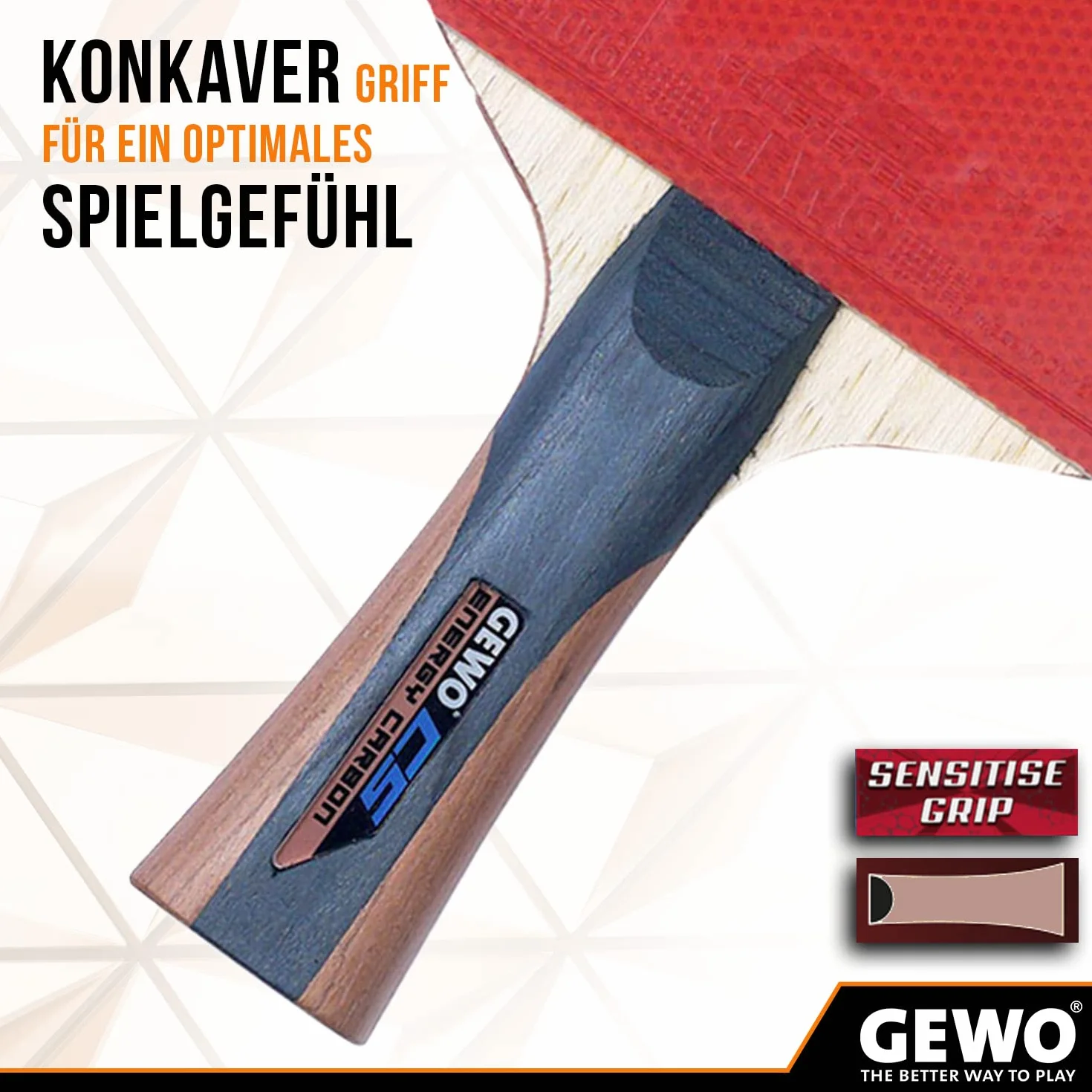 GEWO CS Energy Carbon - Racchetta da ping pong concava, sviluppata da Christian Süß