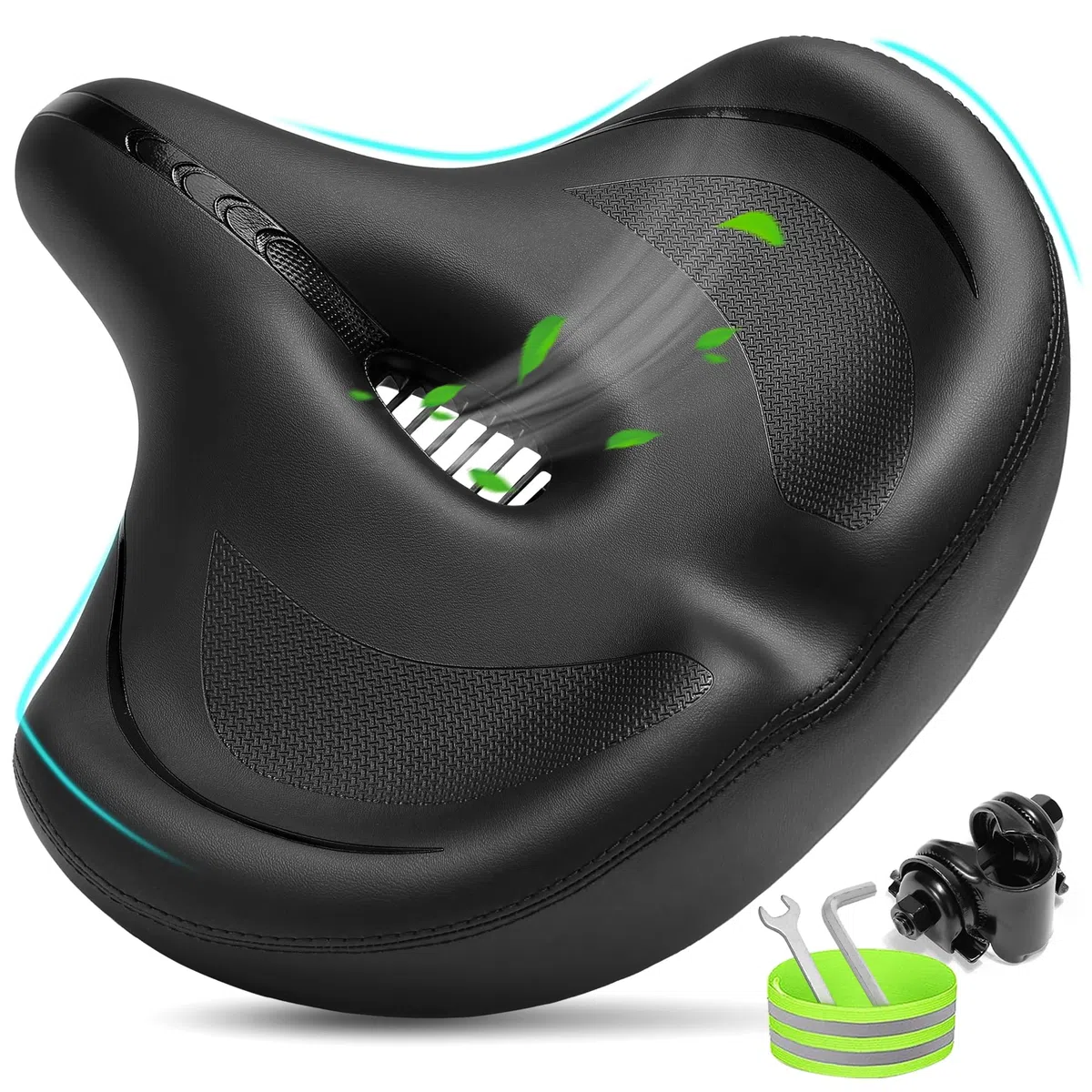 CDYWD Seggiolino per bici oversize per uomo e donna Comfort Wide Cuscino extra morbido con schienale imbottito Ricambio per sedile da bicicletta per esercizi, rotazione, incrociatore, mountain