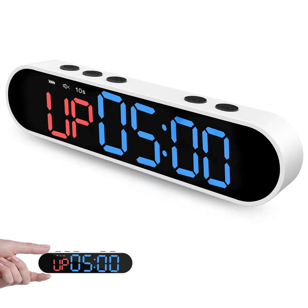 Dienmern Orologio portatile da palestra con forte magnete, timer a intervalli di allenamento con conto alla rovescia/UP/cronometro, batteria potente da 50 ore, orologio da palestra per casa, palestra