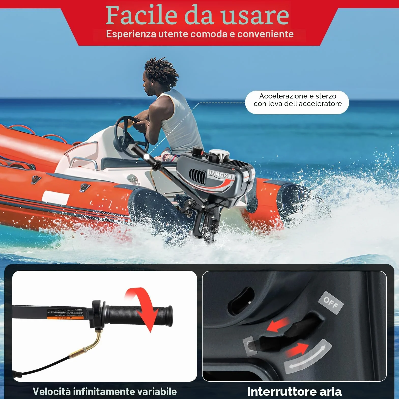 Motore Fuoribordo A 2 Tempi CDI Con Raffreddamento Ad Acqua, 2,5 Kw, Semi-Raffreddato Ad Aria, Controllo Pinne