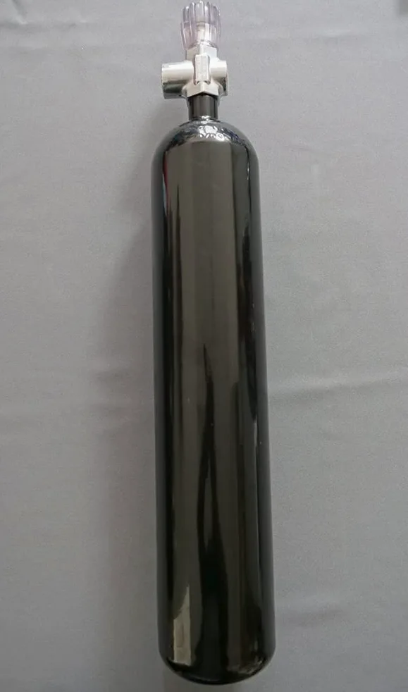 Borraccia subacquea da 3 litri, 300 bar, completa di valvola, colore nero