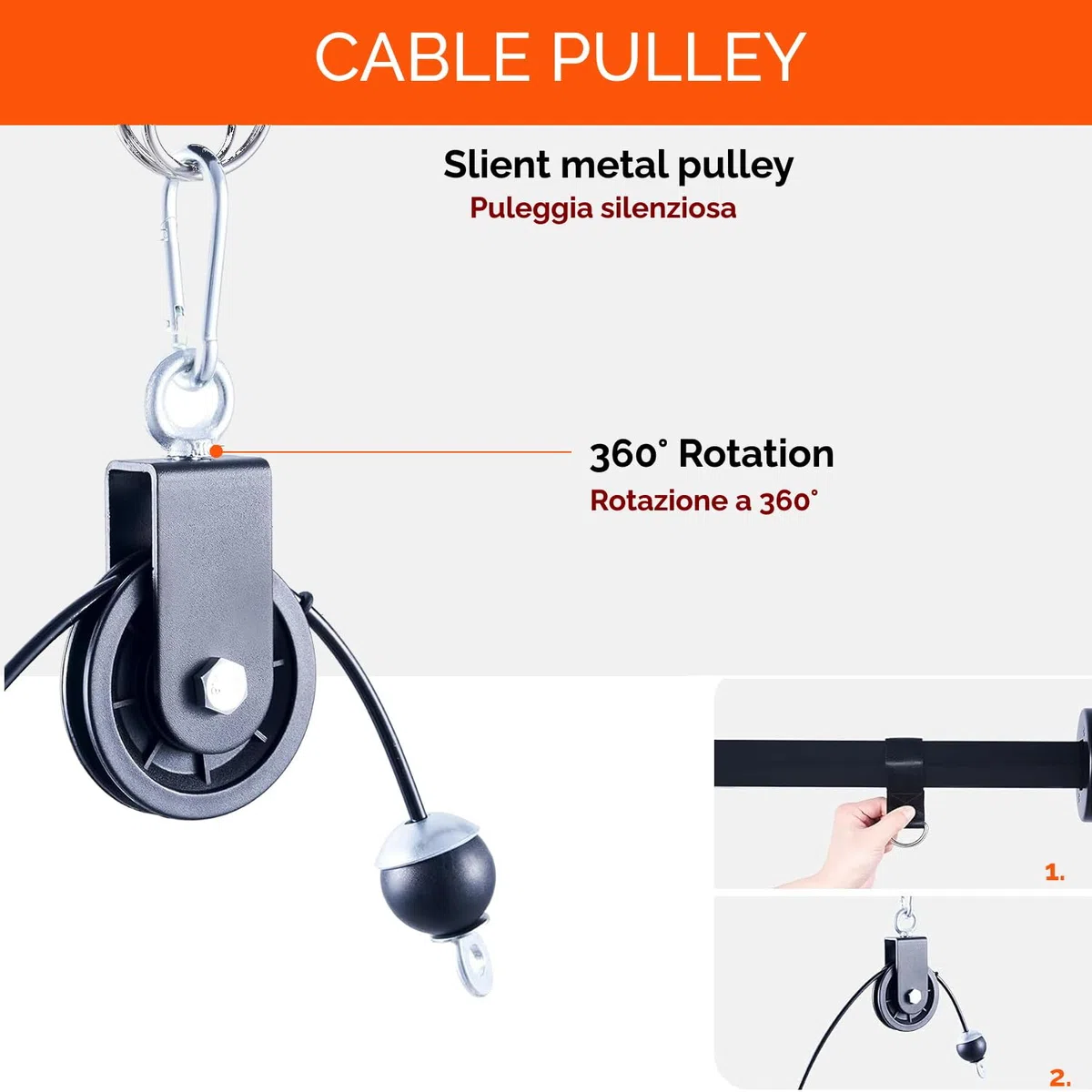 FFitness SISTEMA DI PULEGGIA DA PALESTRA CAVO DI TRAZIONE CARRUCOLA PULLEY ACCESSORI FITNESS 13 PEZZI CASA PALESTRA MULTIFUNZIONE TORRE DI TRAZIONE