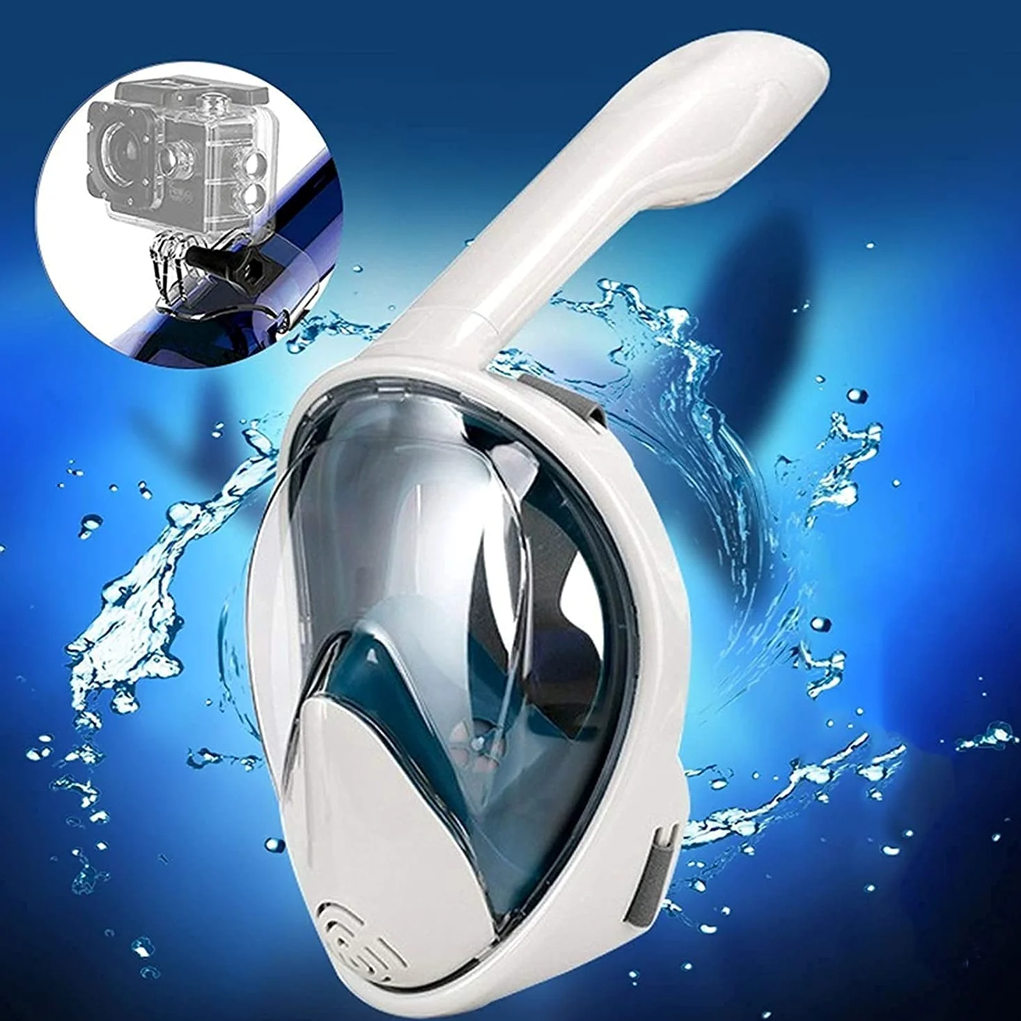 Maschera Subacquea, Maschere per Lo Snorkeling, Antiappannamento, Integrale, per Lo Snorkeling, Nuoto, Attrezzatura per Donne, Uomini E Bambini, Grande, Grande（Black-S/M）