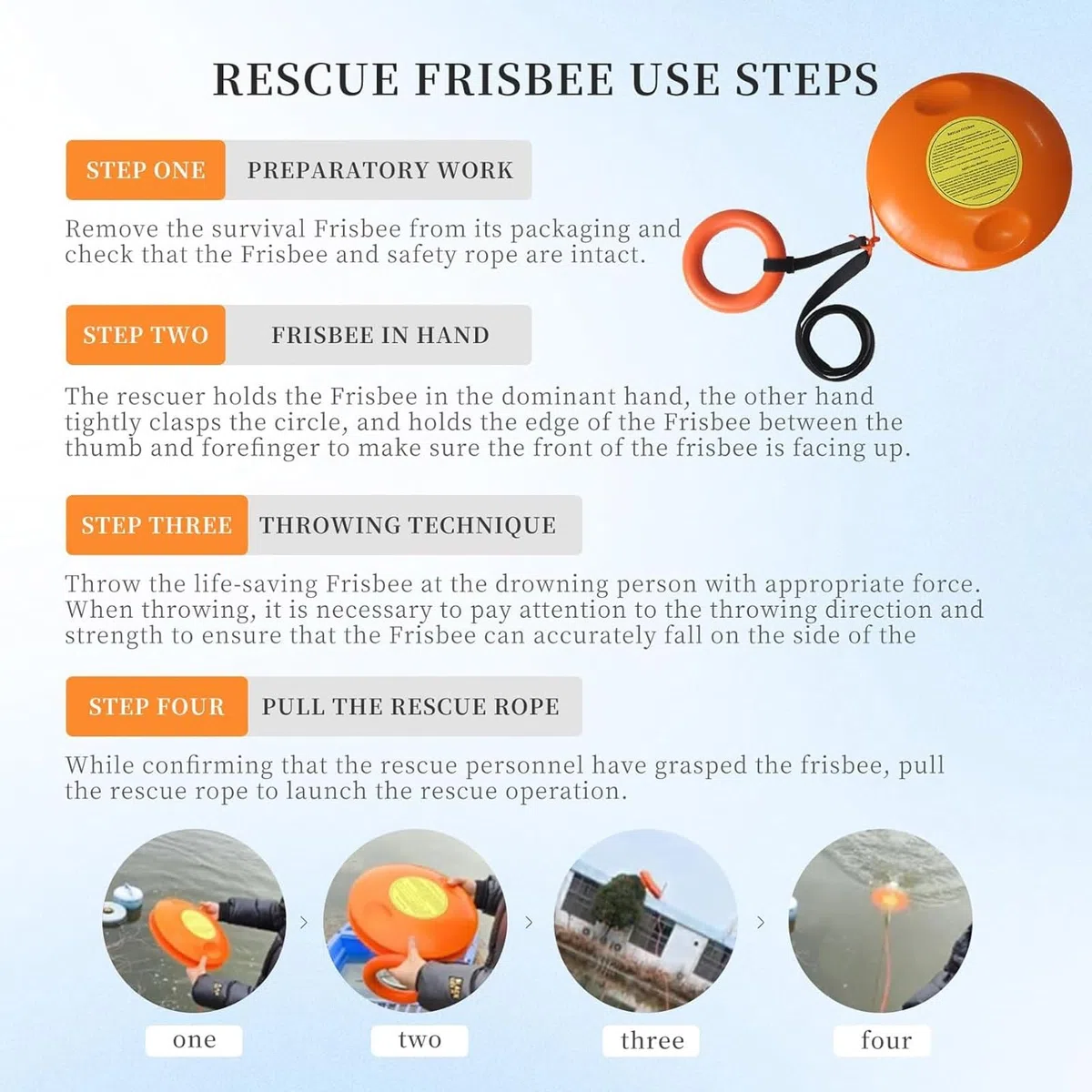 WHIPIN Frisbee salvavita, Frisbee Professionale per Il Salvataggio di Emergenza, Dispositivo di galleggiamento lanciabile, Disco di Salvataggio di Emergenza per annegamento