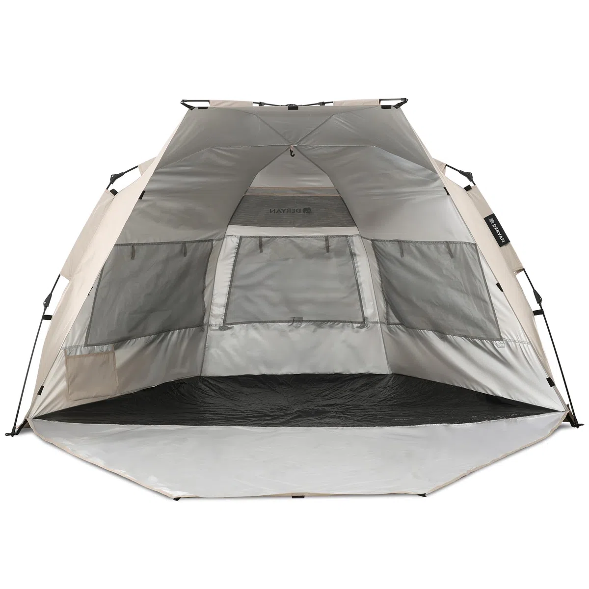 DERYAN Up-to-Go - Tenda da spiaggia pop-up per bambini, protezione dai raggi UV UPF 50+ e protezione dal vento, compatta e pieghevole, per 4 persone, montata in 1 secondo, colore: argento