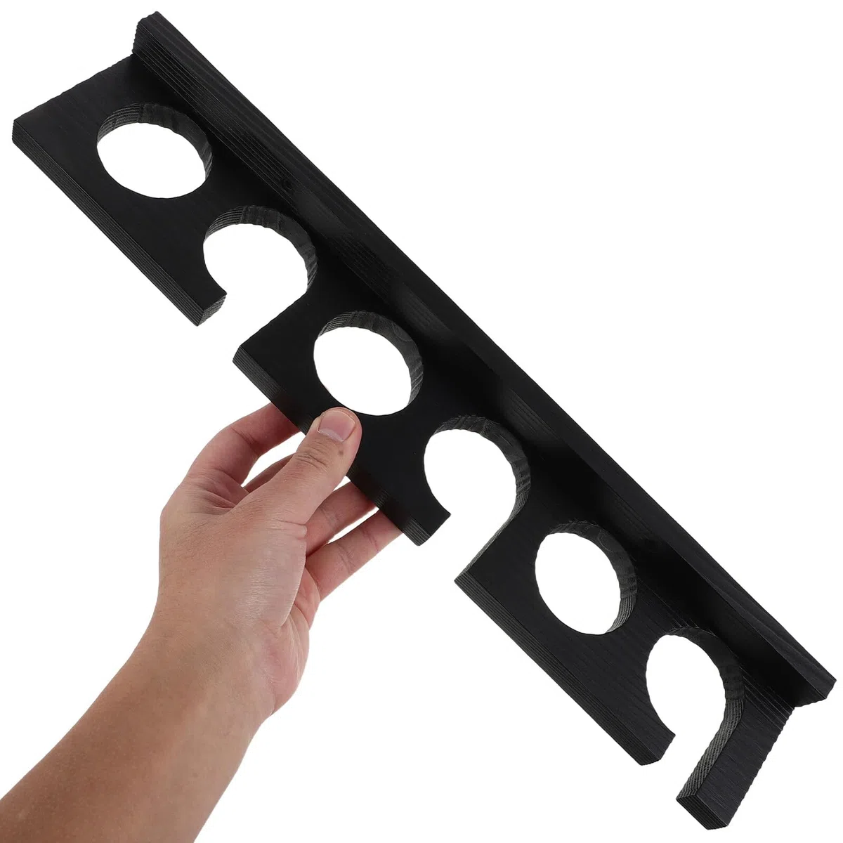 WOONEKY 2 Pezzi Porta Canne Pesca in Legno con Slot Supporto da Parete Orizzontale Robusto e Salvaspazio Organizzatore Rustico per Canne Pesca in Casa e Garage