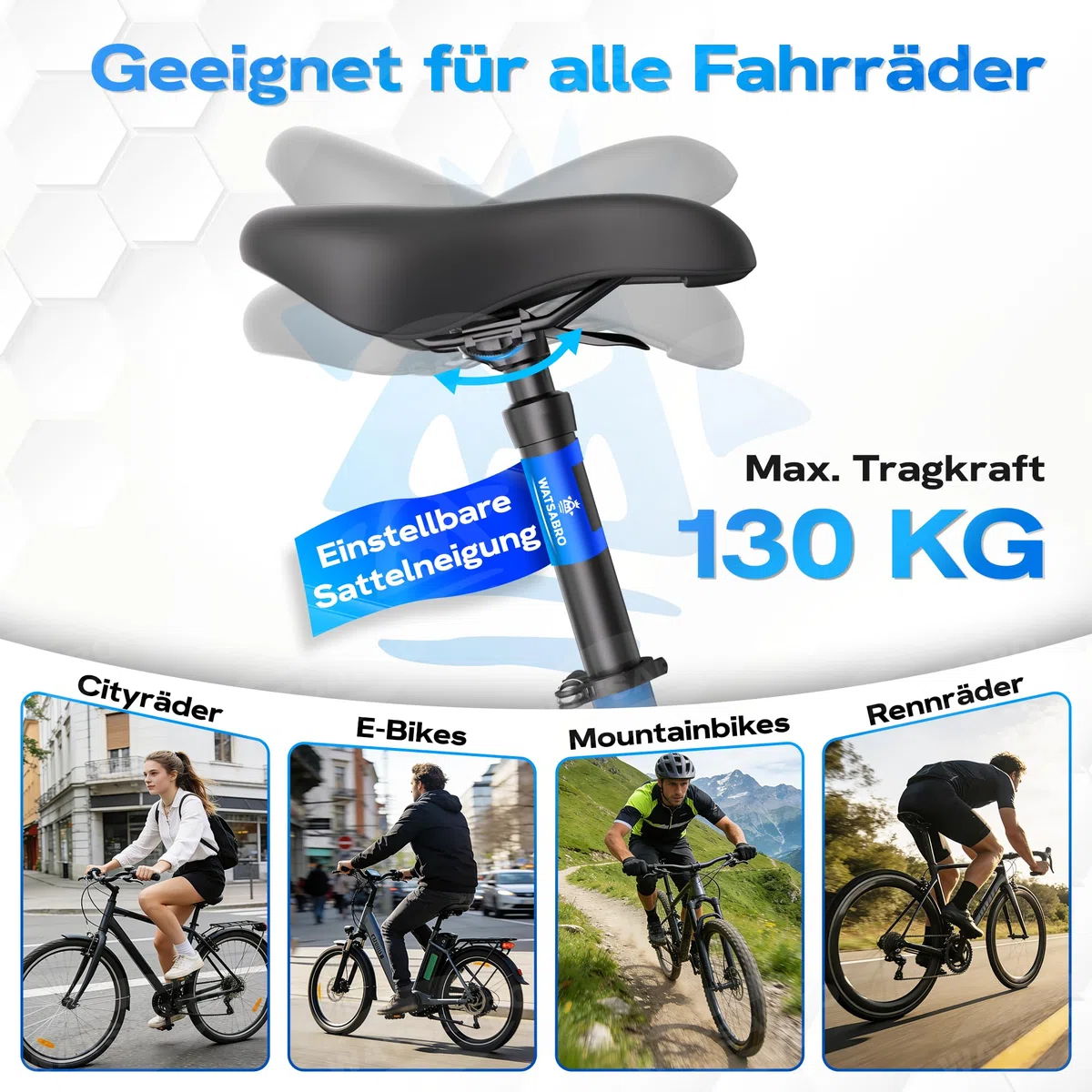 WATSABRO Reggisella ammortizzato con 2 manicotti distanziatori, asta sella per bicicletta [Ø27,2 / 30,9 / 31,6]