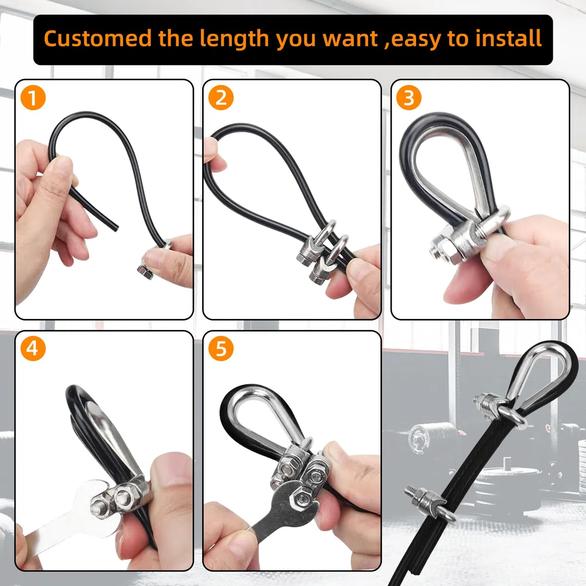LFJ 10m/20m/30m Fitness Cavo Acciaio, Cavi Carrucola Palestra Multifunzione Regolabile per LAT Machine Attrezzi Pulley Gym Cable