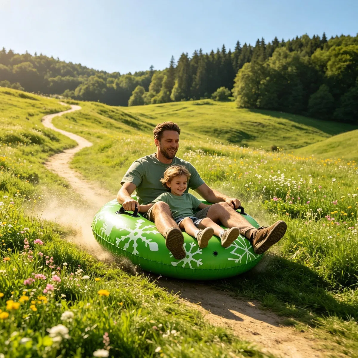 Tubi Da Neve Per Bambini 90 x 90 cm Slittino Giocattolo In PVC Con Manico | Slittini Invernali Gonfiabili Per Donne Uomini Amico Ragazzi Ragazze Natale All'Aperto Fiume Ghia