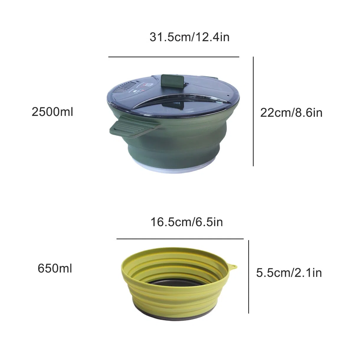 Pentole Da Campeggio - Costruzione In Silicone In Acciaio Inossidabile, Design Pieghevole Resistente Al Calore, Set Di Ciotole Per Pentole Portatili, Kit Di Pentol Per Campeggio Con Zaino In Spalla |