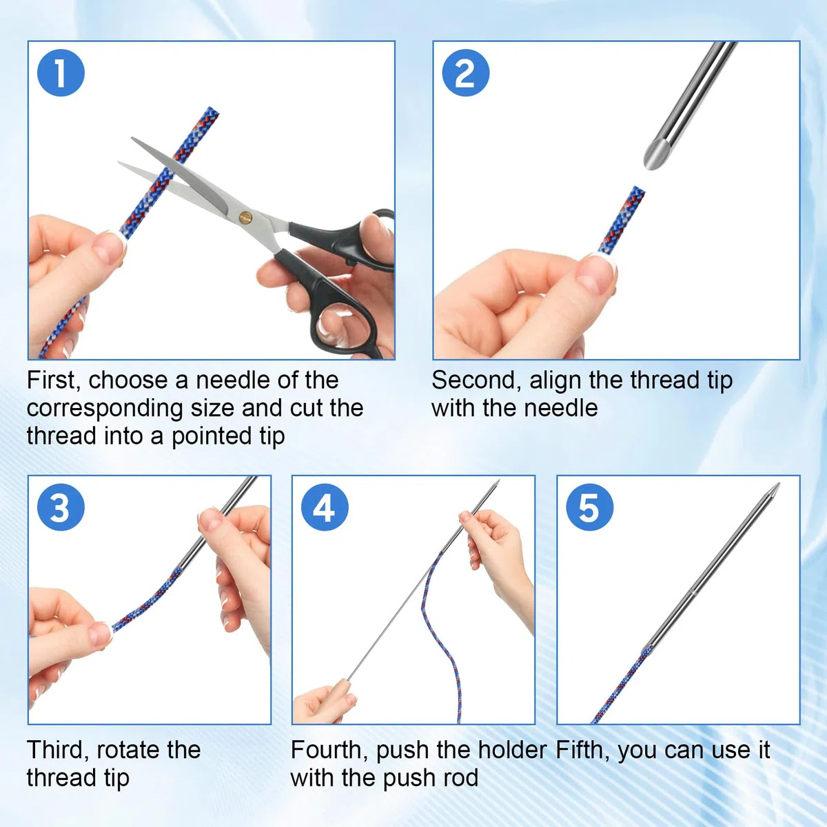 Kit di Attrezzi per Giunzione Corde 7 Pezzi, Kit FID per Giunzione Corde in Acciaio Inossidabile Set di Strumenti per Intreccio Linee Include 5 Misure Fids 6,35mm 7,94mm 9,53mm 11,11mm 12,7mm