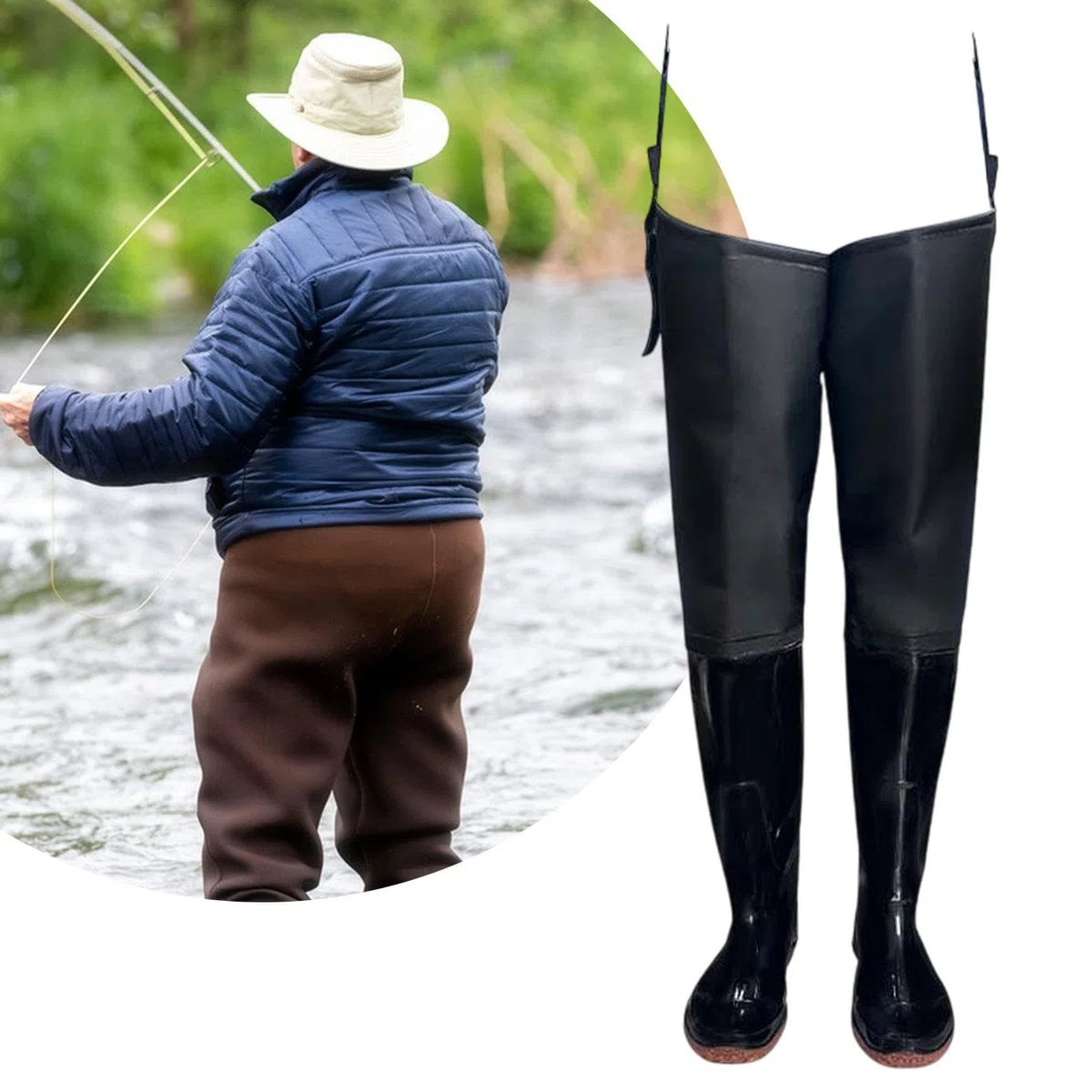 Waders Da Pesca con Stivali, Pantaloni Impermeabili, Suola Antiscivolo, Materiale in PVC Rinforzato, Adatti per La Pesca Fluviale E per Lavori Agricol, 42