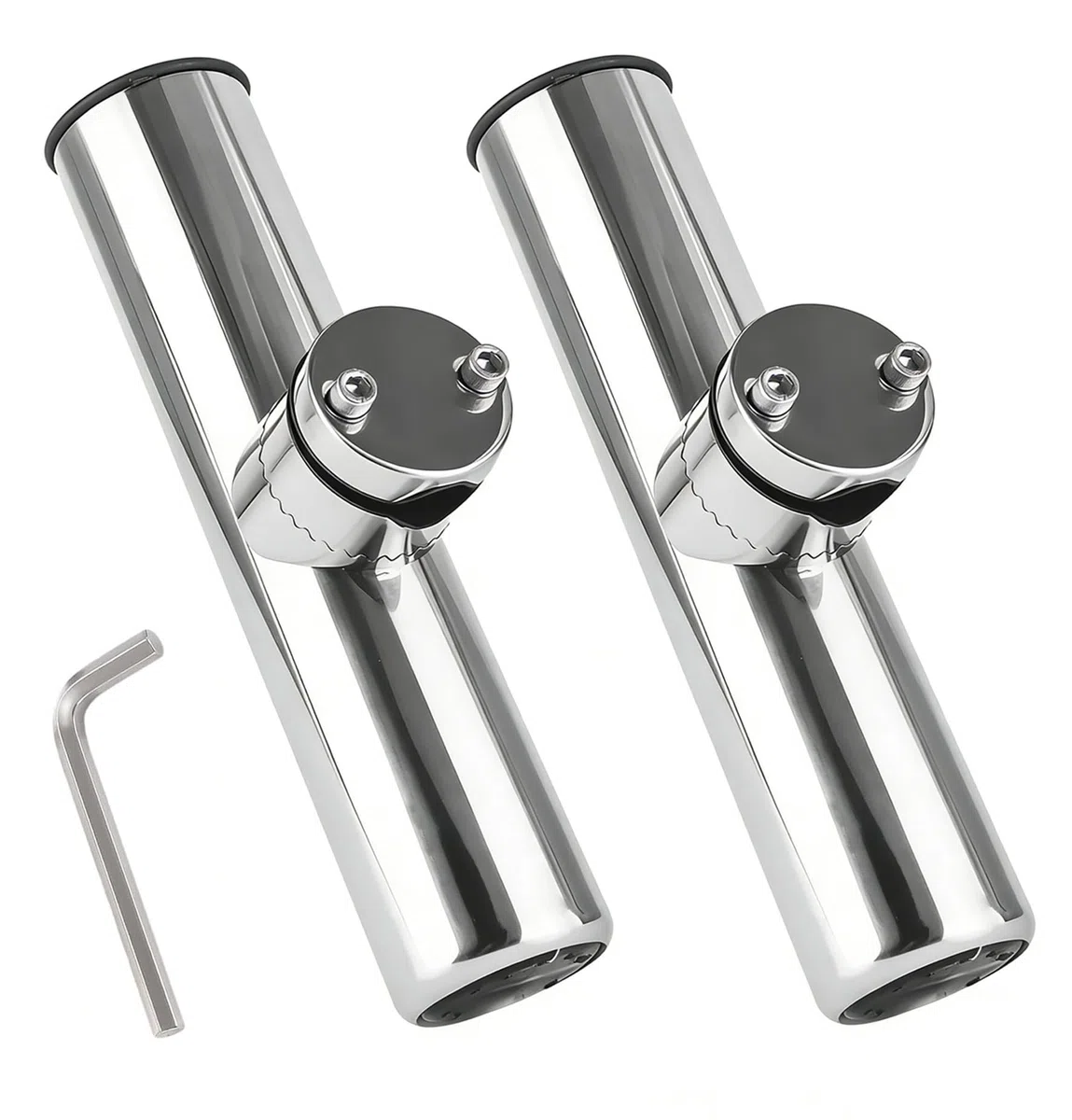 2 Pezzi Portacanne da Pesca, Staffa di Supporto per Canna da Pesca in Acciaio Inossidabile, Porta Canne da Barca Regolabile, per Binari da 19 mm a 25 mm, Supporti per Barche Yacht Kayak