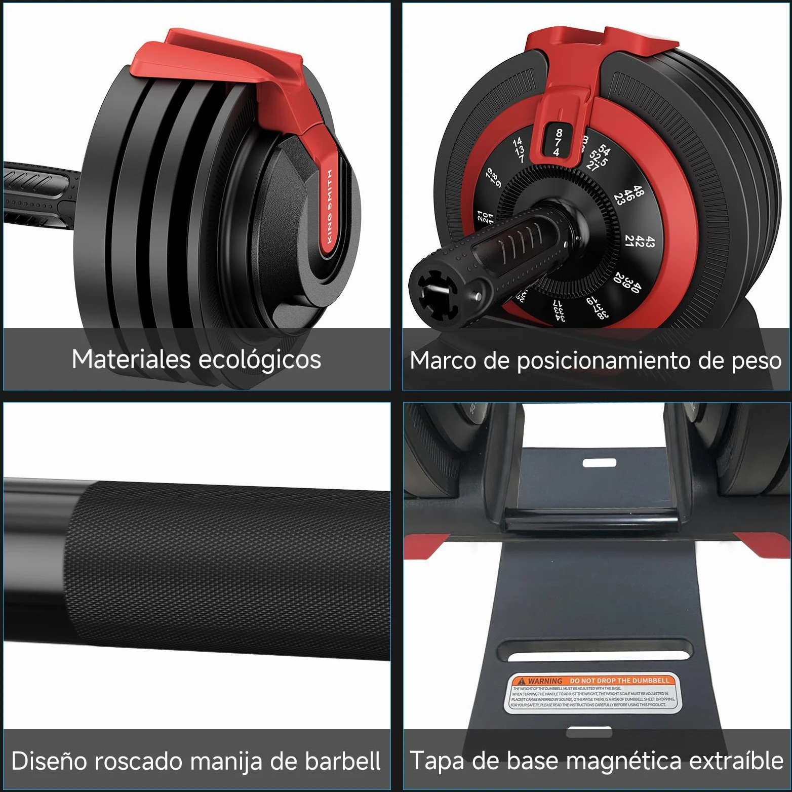 Set di Manubri Regolabili, 3 in 1 Peso Della Mano per Donne e Uomini a Casa, Attrezzature per l'allenamento Della Forza, Sollevamento Pesi, Manubri per Bodybuilding (Una Manubri e Altri Accessori)