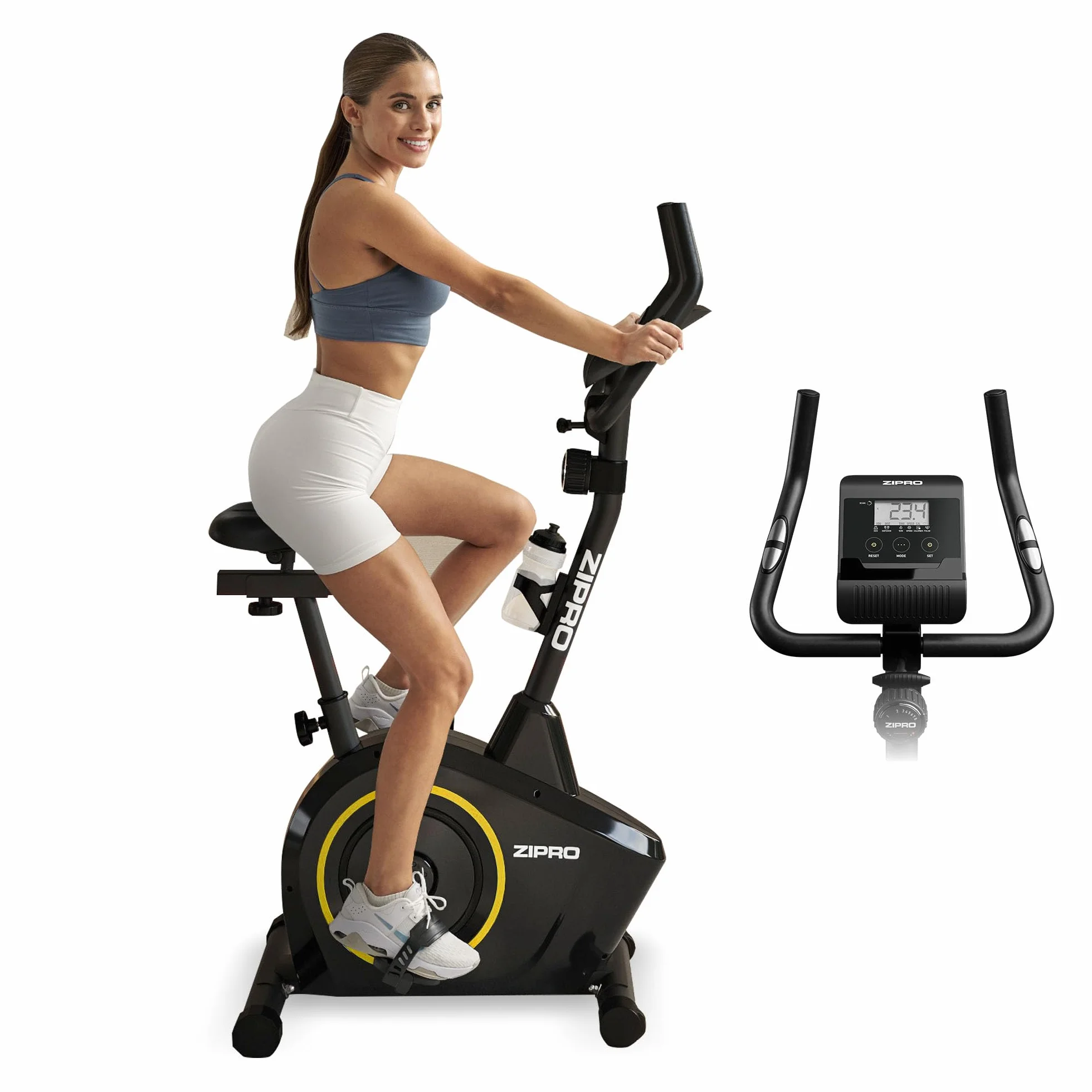 Zipro Cyclette Boost, Fitness Bike Ergometrico, Trainer Magnetico per Bicicletta, Ergometro fino a 120 kg, Bici da Interno, Cyclette per Allenamenti Domestici, Batteria Operata