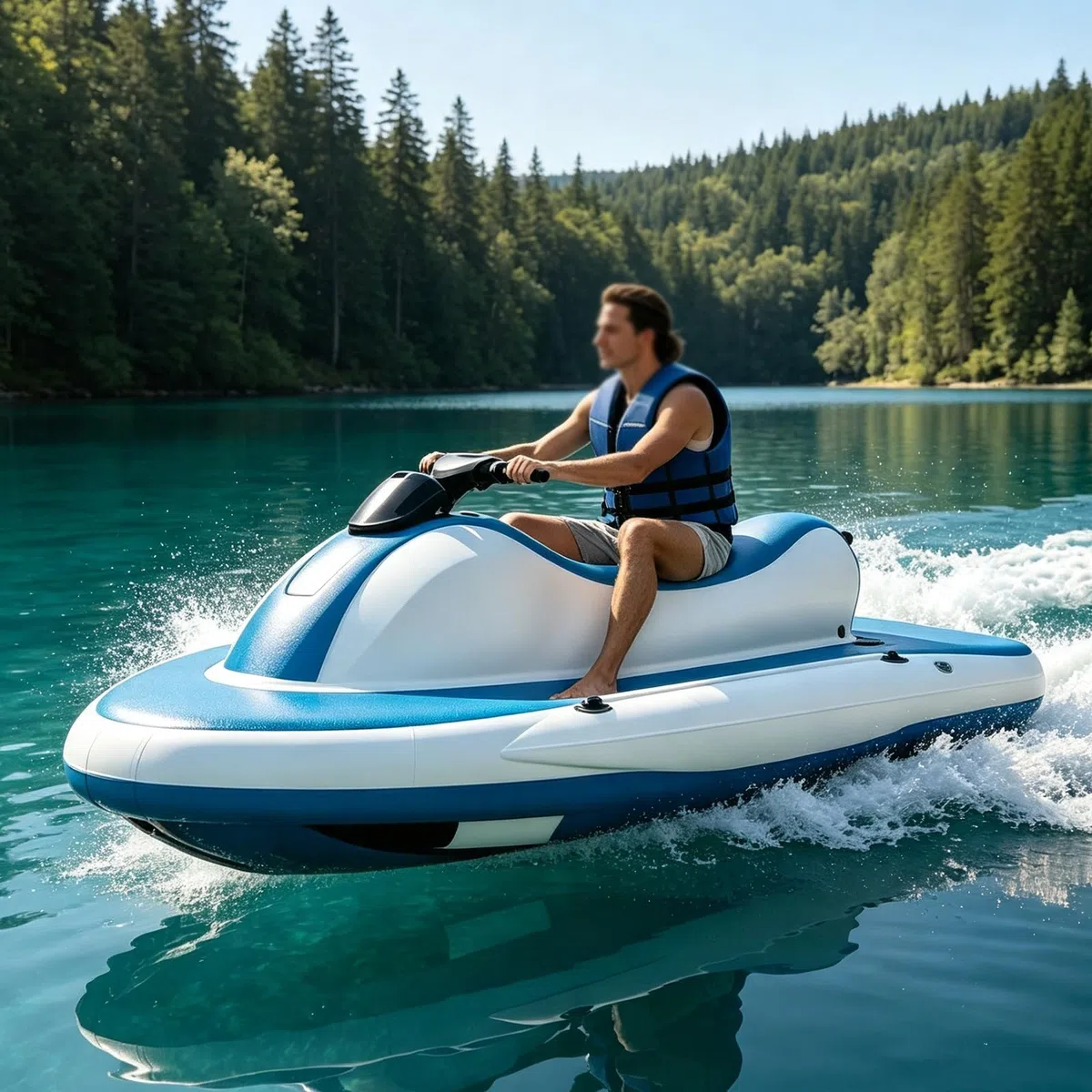 Gommone a 2 Posti con Motore & Scooter Subacqueo 500W/700W, 60 Min Motore Brushless, Batteria 10000mAh - 9km/h Attrezzatura per Immersioni Mare Adulti e Bambini 700W16A