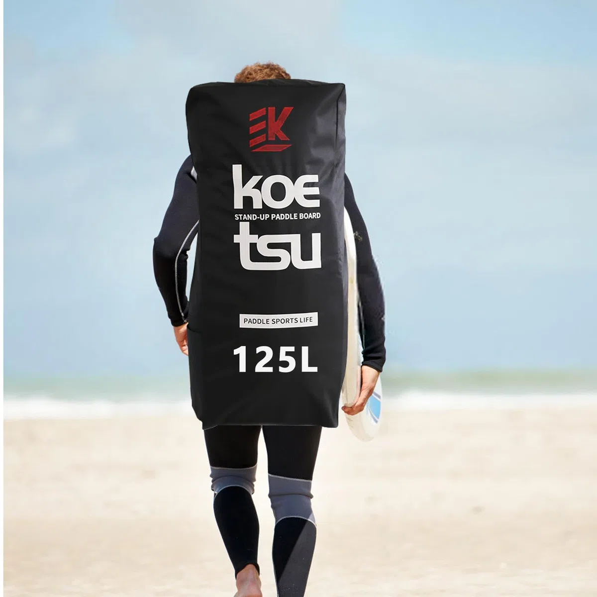 Zaino per paddleboard, 125 l, gonfiabile, impermeabile, con tracolla imbottita, per SU-P, tavola da surf e
