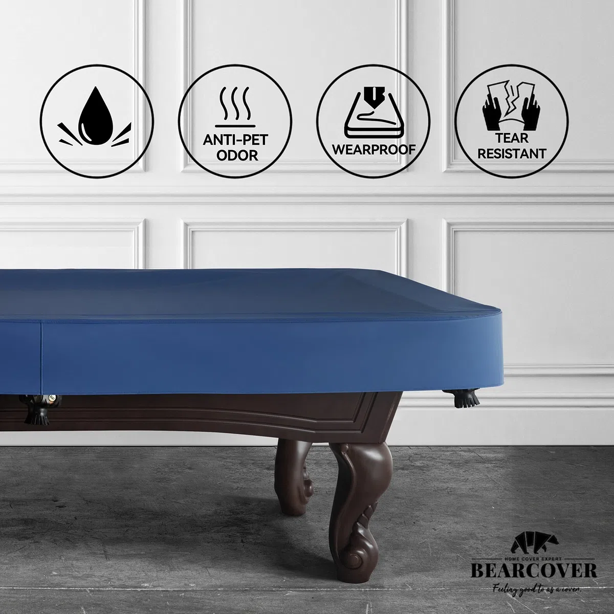 Copertura resistente in similpelle per tavolo da biliardo, impermeabile e antistrappo, per tavolo da biliardo 2,2/2,3 m (2,8 piedi/blu)