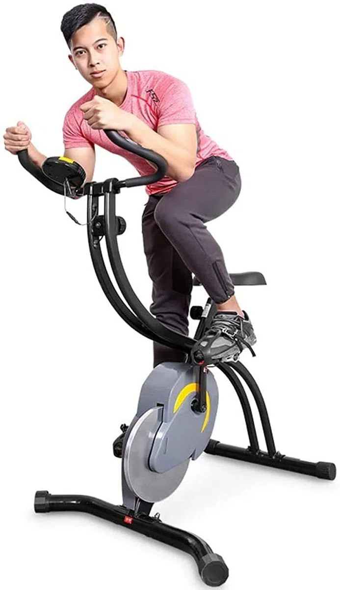 Cyclette da Ciclismo Indoor stazionaria con Display Digitale a LED e Test della frequenza cardiaca, Resistenza Regolabile, Tapis roulant Pieghevole