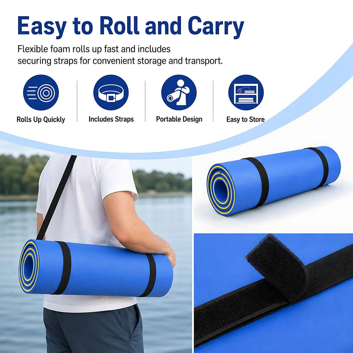 Tappeto Galleggiante XPE 3 Strati, 4-6 Pers., Lago Piscina 180x55cm | Schiuma XPE anti-strappo a 3 strati per massima durata nel tempo