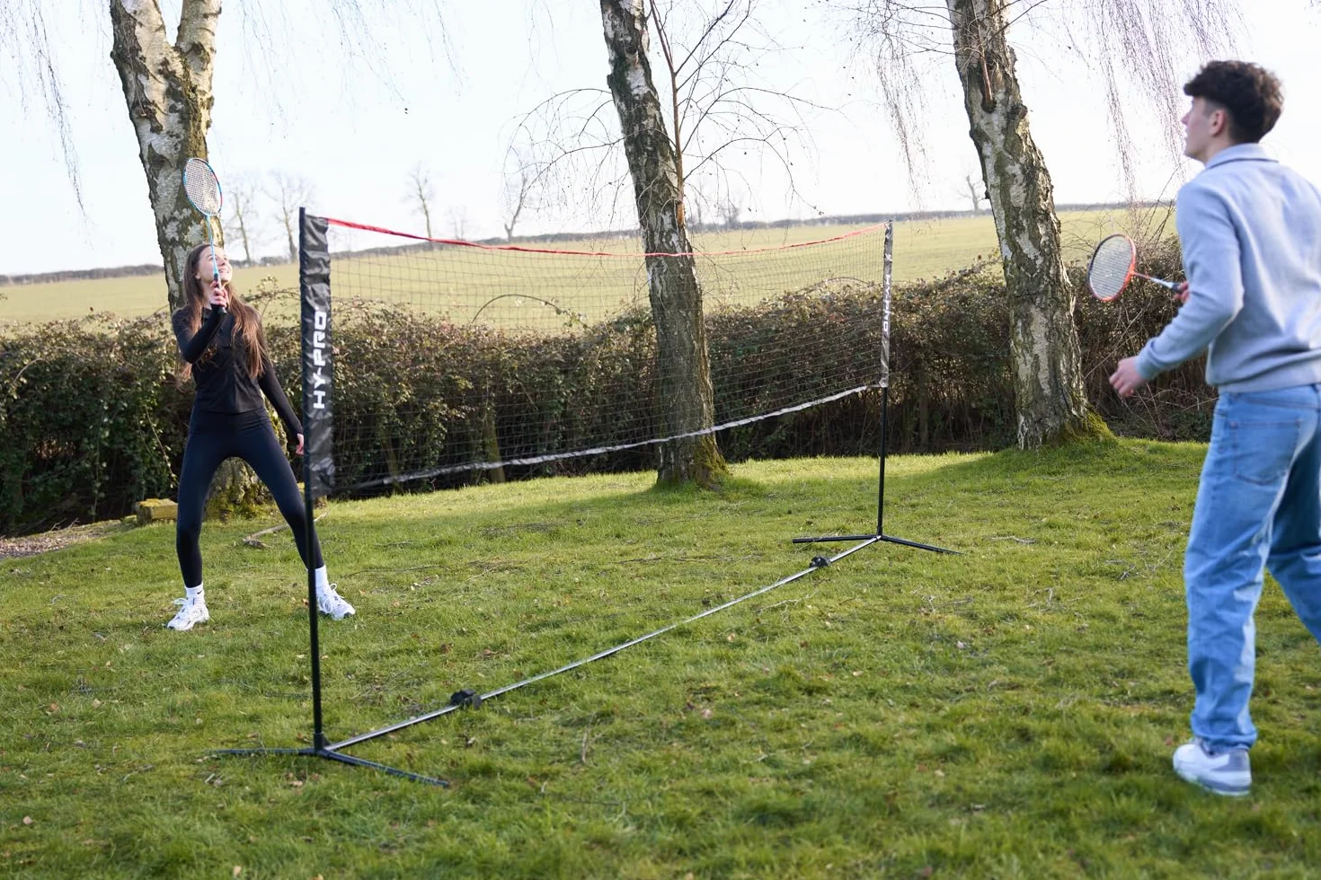 Hy-Pro Rete regolabile in altezza – altezza 3 m/4 m, facile da montare, leggera, borsa per il trasporto, rete sportiva ideale per bambini e adulti, badminton, tennis, pickleball, pallavolo