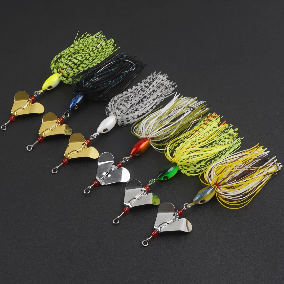Esche da Pesca Spinnerbait Buzzbait Spinners Kit Jig Pesce Esca Topwater Swimbait Multicolore per la Pesca al Luccio e Alla Trota