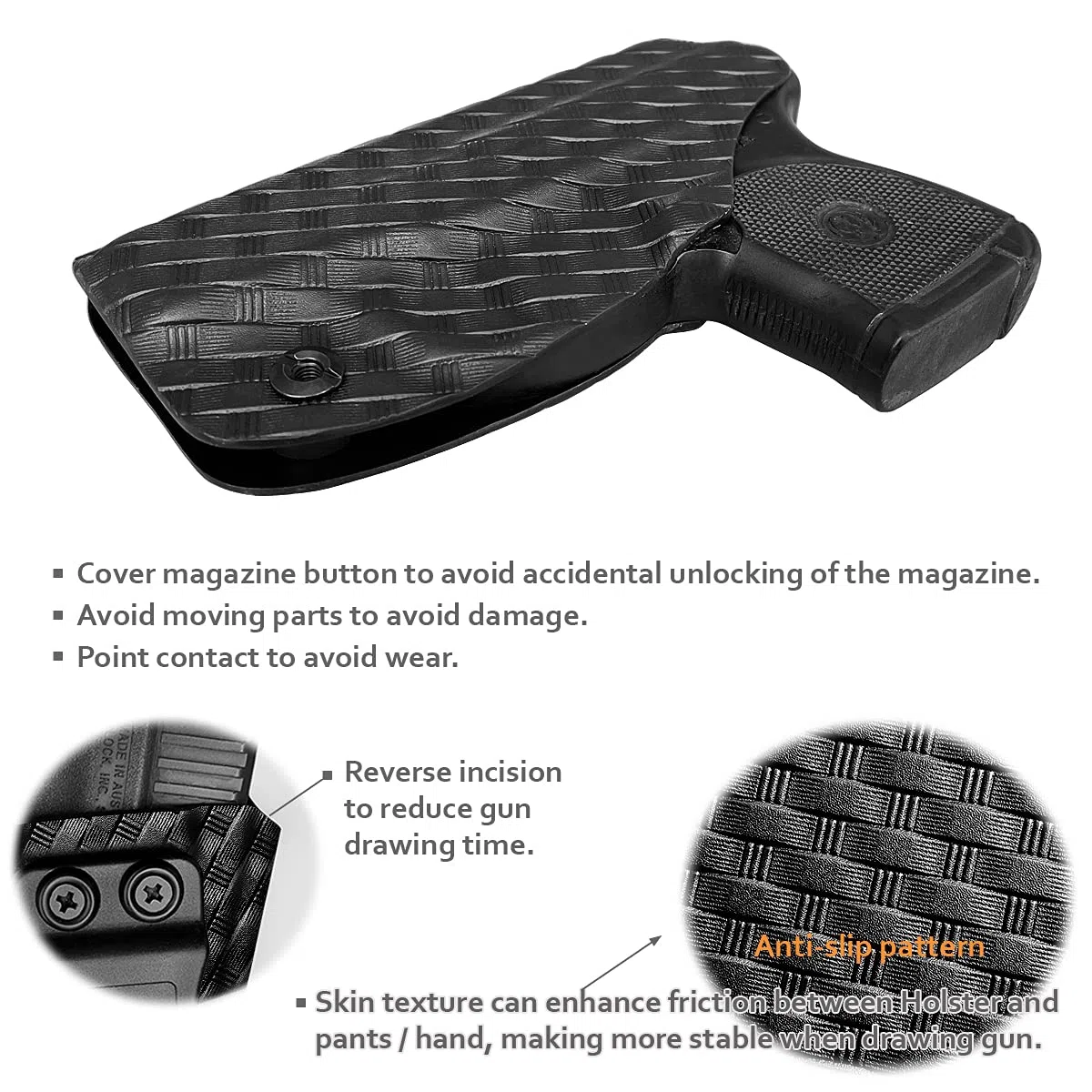 Ruger LCP 380 Fondine Carbon Fiber Kydex IWB Fondine Custom Fit: Ruger LCP 380 Auto Pistol - Cintura Interna Nascosta Il Trasporto - Adj. Ritenzione di cant - Copertura Mag bottone - Nessuna usura, nessun jitter